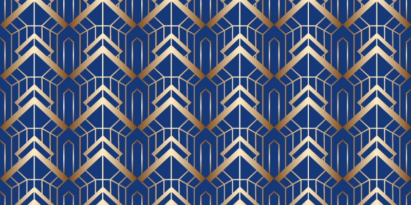 Geometric vinyl carpet with modern blue and gold design - TenStickers