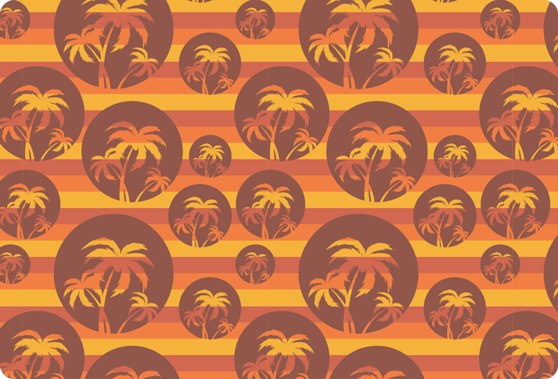 Geometric vinyl carpet retro sunset and palms design - TenStickers