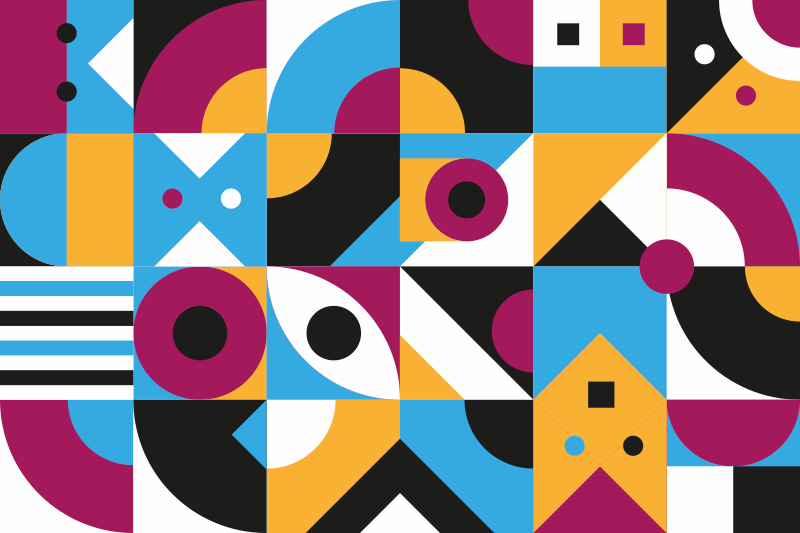Geometric vinyl carpet in colored geometric shapes - TenStickers
