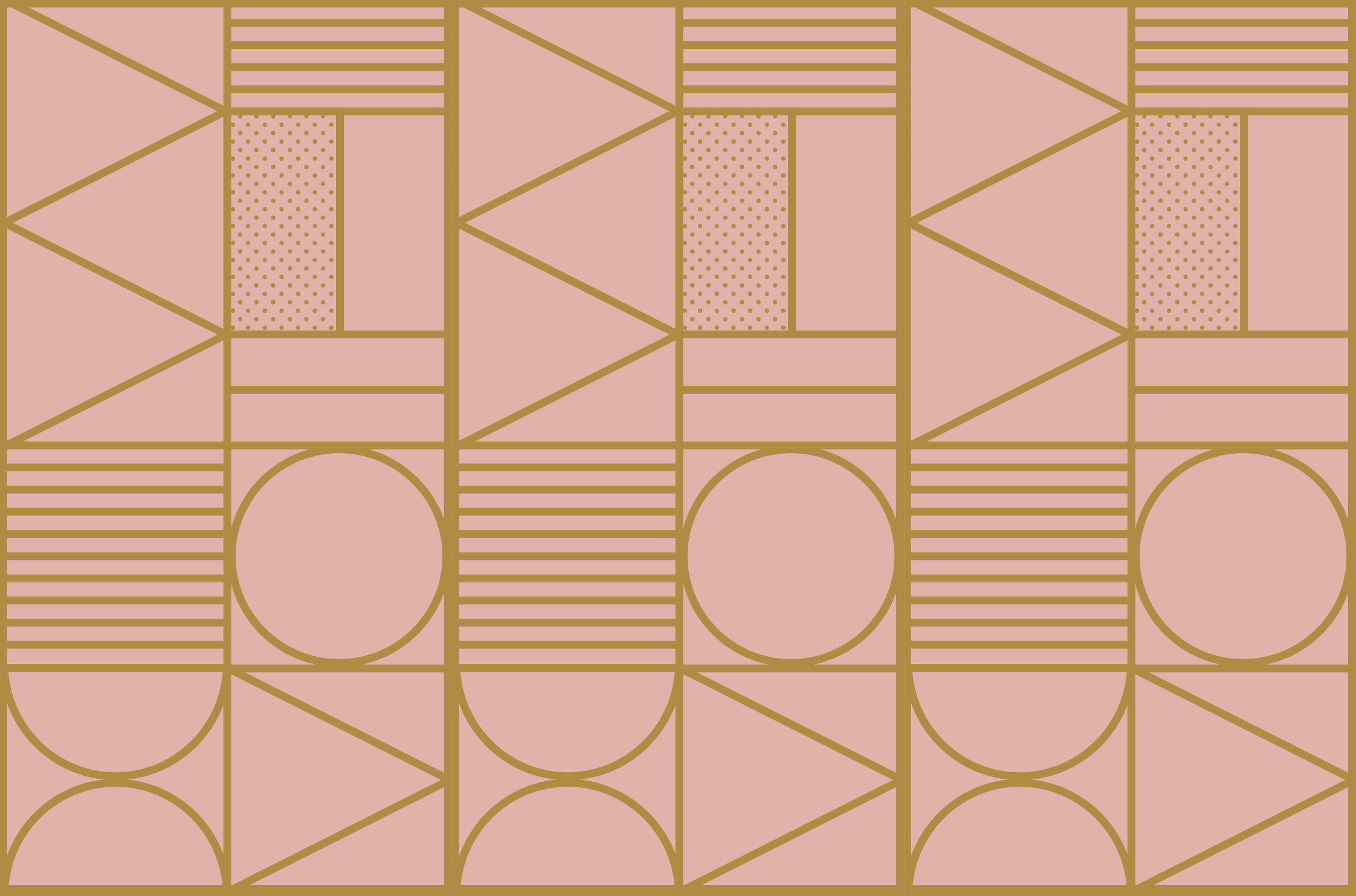Geometric vinyl carpet in gold and pink blocks - TenStickers