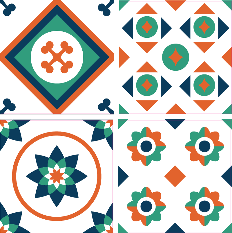 Geometric vinyl carpet inspired by geometric tiles - TenStickers