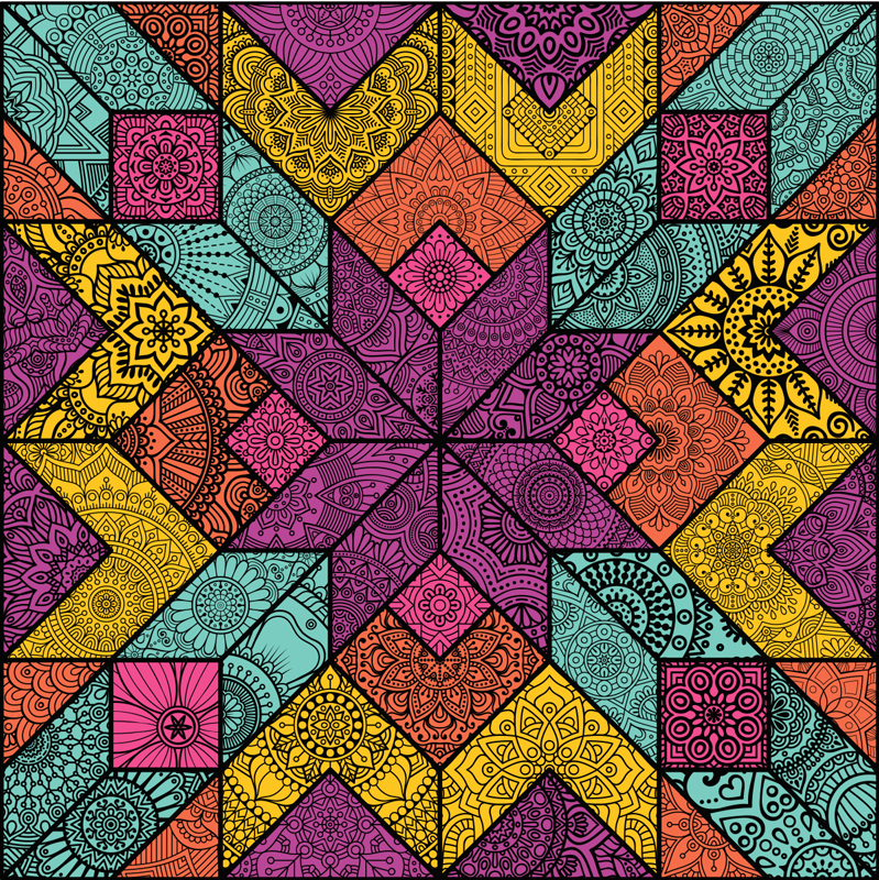 Geometric vinyl carpet in vibrant patterns - TenStickers