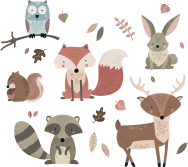 Kids vinyl carpet autumn animal stickers - TenStickers