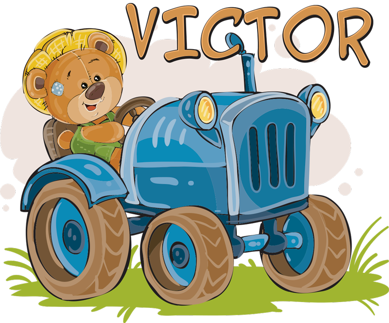 Kids vinyl carpet customizable tractor design - TenStickers