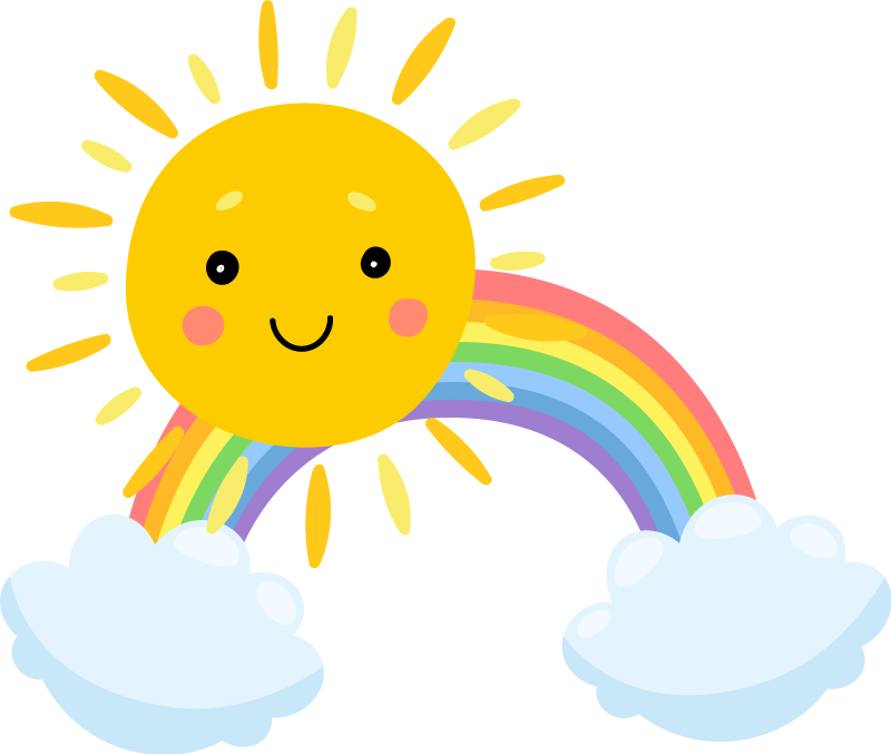 Kids vinyl carpet with sky cartoon sun and rainbow - TenStickers
