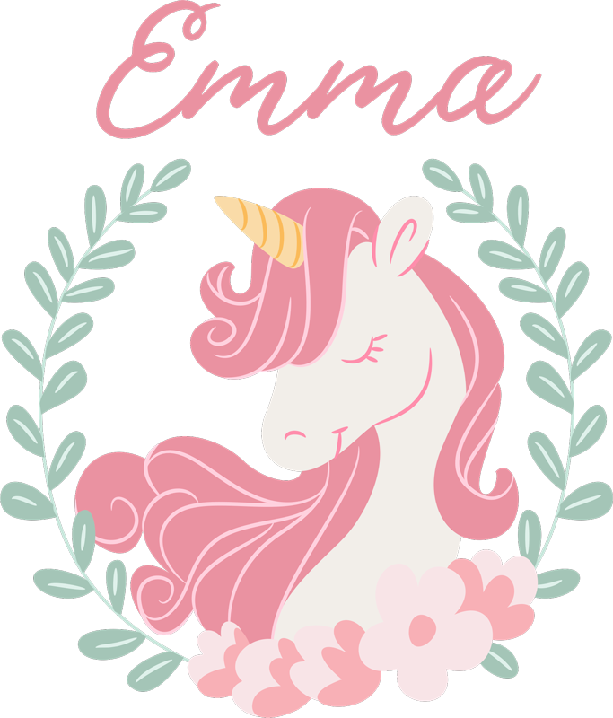 Kids vinyl carpet personalized unicorn princess - TenStickers