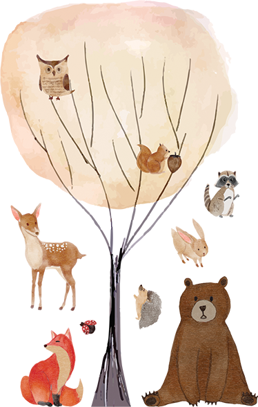 Kids vinyl carpet featuring forest animals and trees - TenStickers