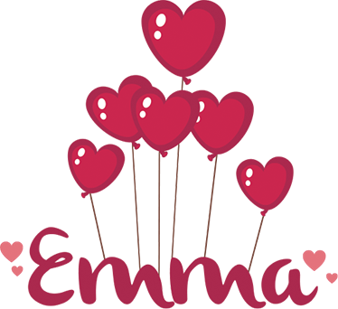 Kids vinyl carpet with heart balloons and name - TenStickers