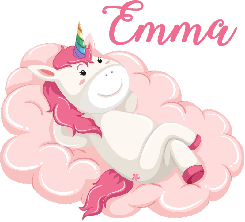 Kids vinyl carpet personalized unicorn on a cloud - TenStickers