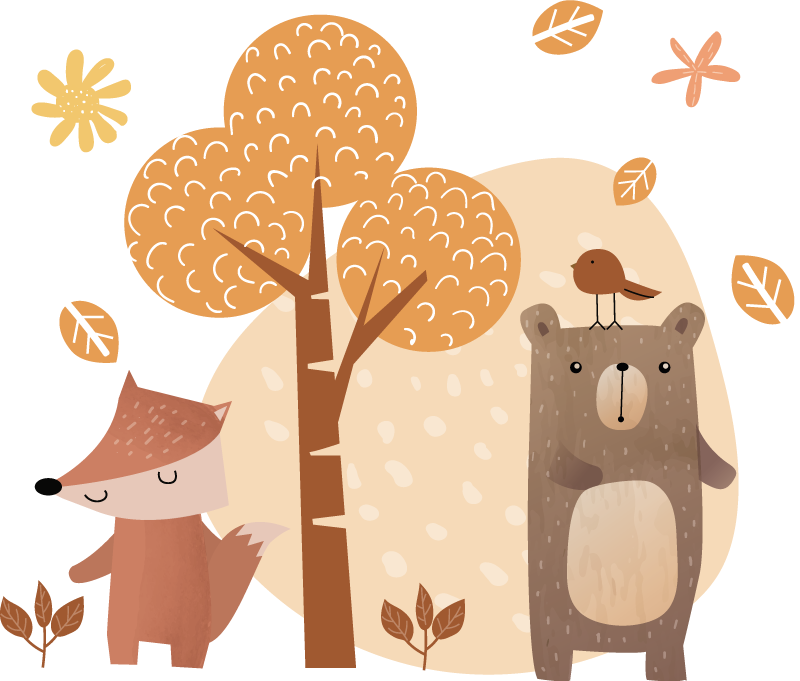 Kids vinyl carpet animals and tree - TenStickers