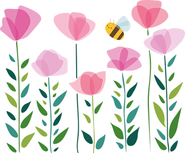 Kids vinyl carpet with pink flowers and bee - TenStickers