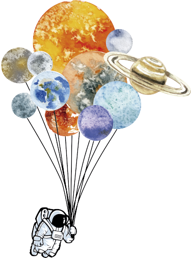 Kids vinyl carpet astronaut with colorful balloons - TenStickers