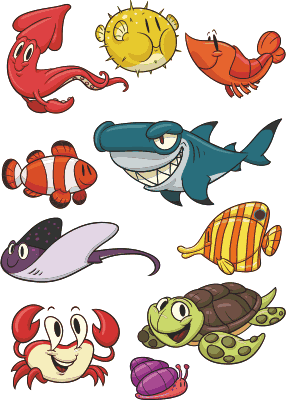 Kids vinyl carpet colorful fish set - TenStickers