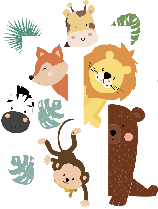 Kids vinyl carpet animals at the door - TenStickers