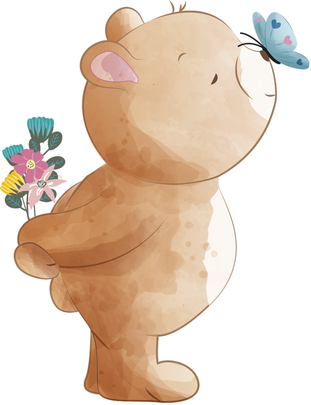 Kids vinyl carpet with bear and butterfly sticker - TenStickers