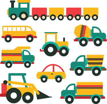 Kids vinyl carpet with colorful vehicles design - TenStickers