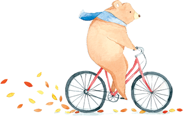 Kids vinyl carpet bear on a bike - TenStickers