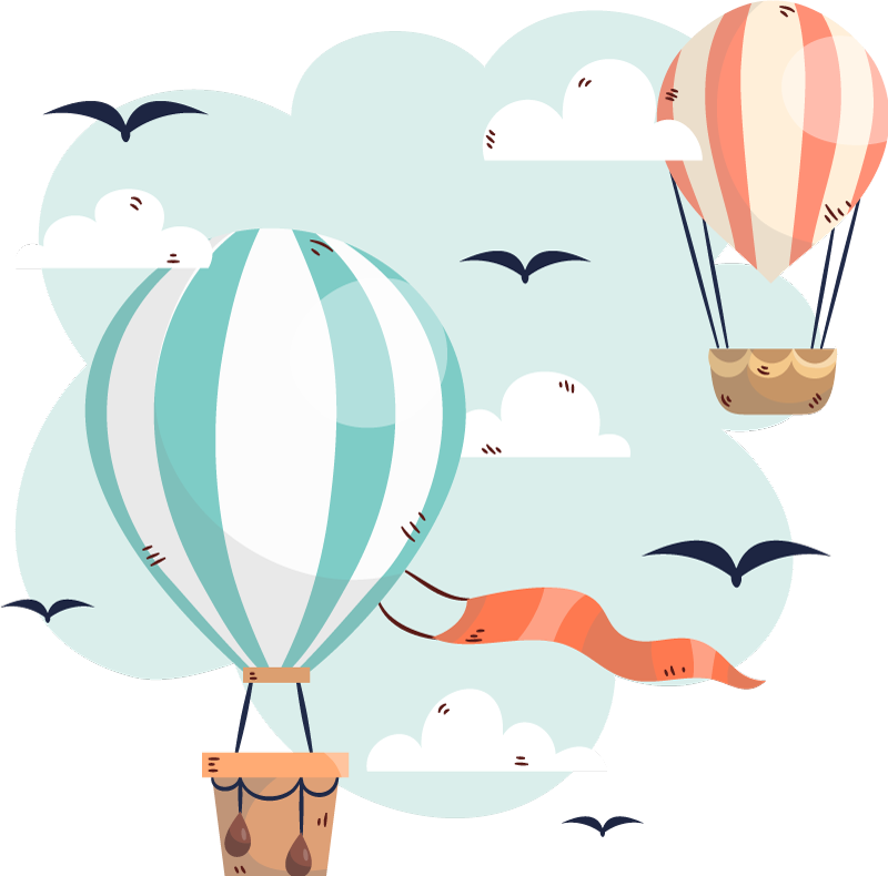 Kids vinyl carpet hot air balloons and clouds - TenStickers