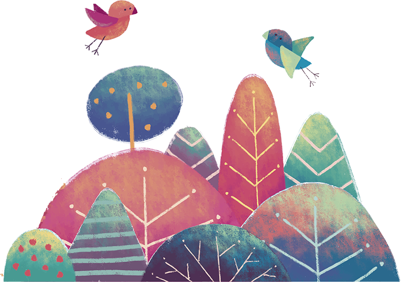 Kids vinyl carpet blue and pink trees - TenStickers