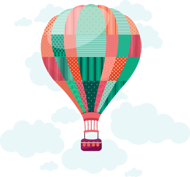 Kids vinyl carpet patchwork hot air balloon - TenStickers