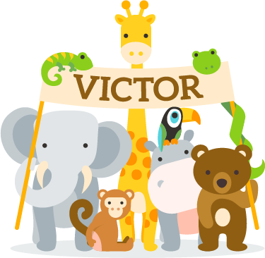 Kids vinyl carpet featuring personalized animals - TenStickers