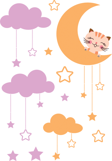 Kids vinyl carpet moon cat sticker - TenStickers