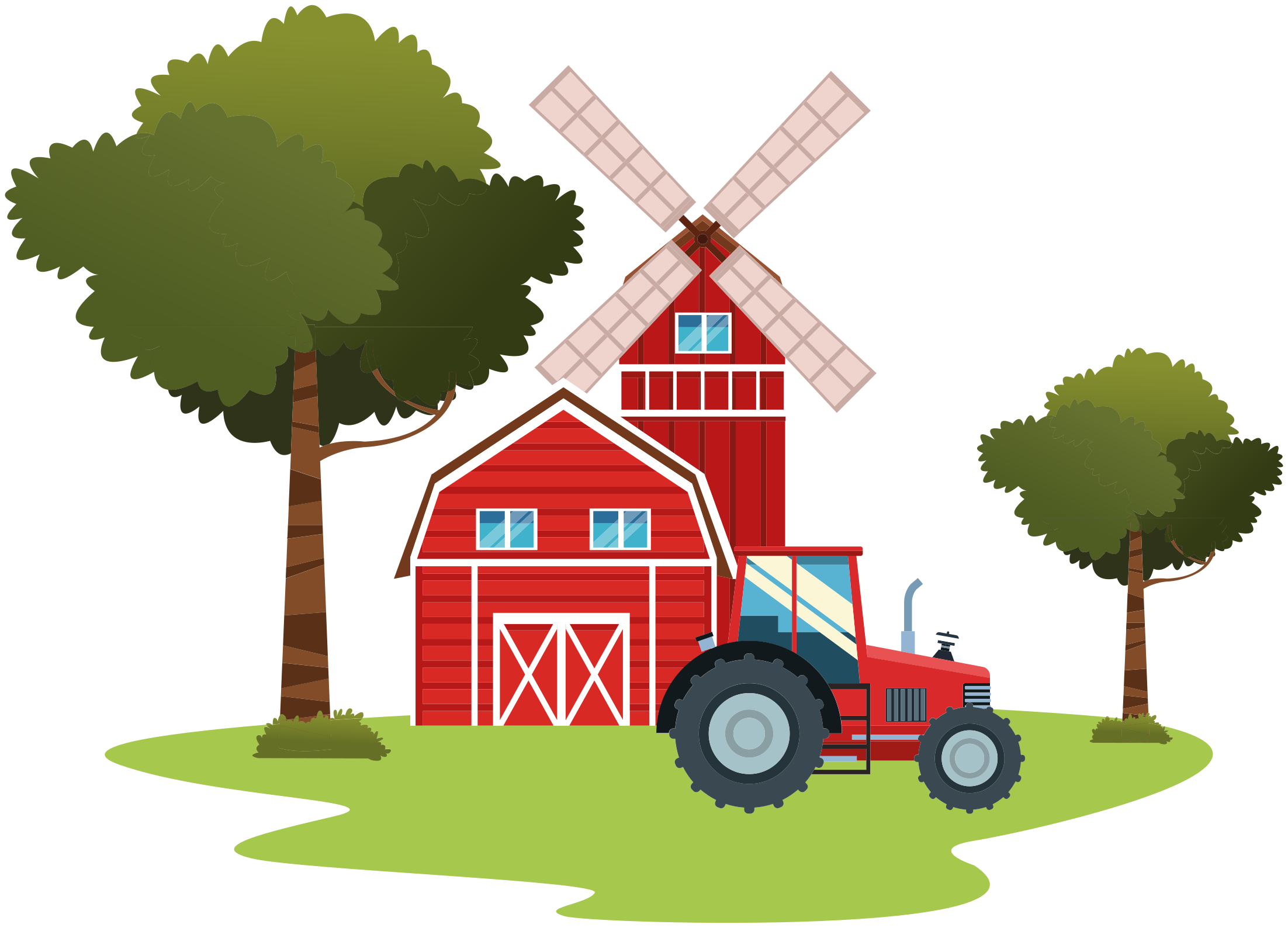 Kids vinyl carpet with tractors and trees design - TenStickers