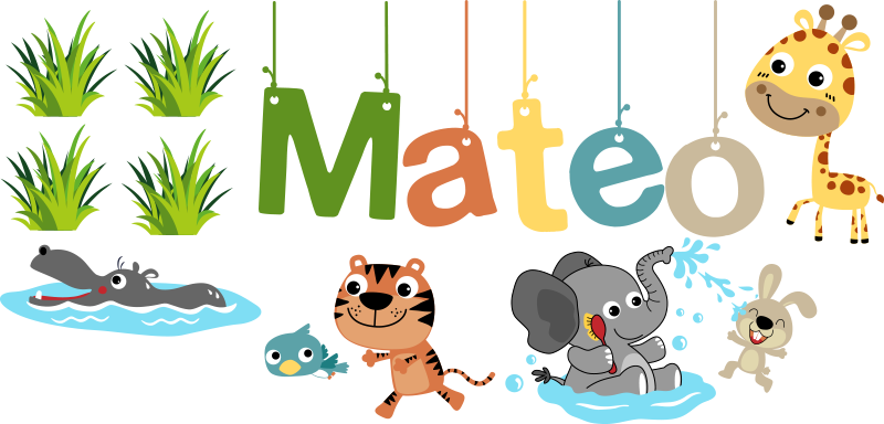 Kids vinyl carpet with personalized jungle animals sticker - TenStickers