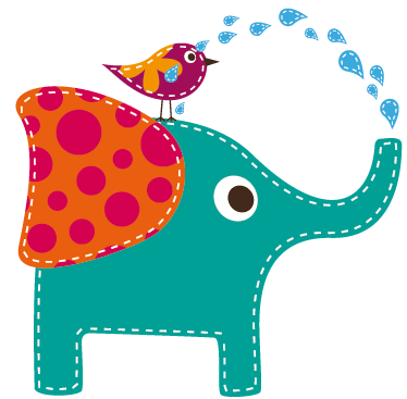 Kids vinyl carpet elephant bathing bird - TenStickers