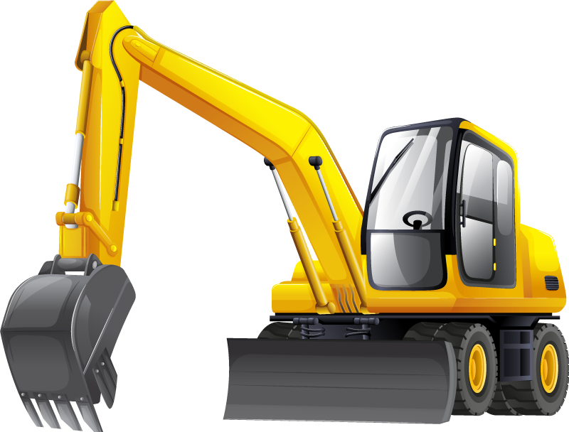 Kids vinyl carpet excavator cartoon 3d yellow black - TenStickers