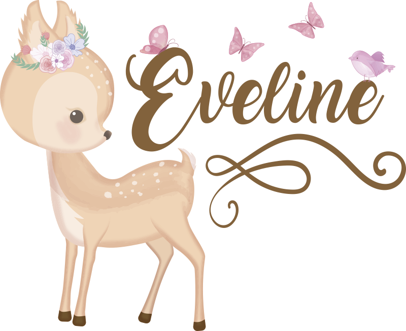 Kids vinyl carpet personalised deer sticker - TenStickers