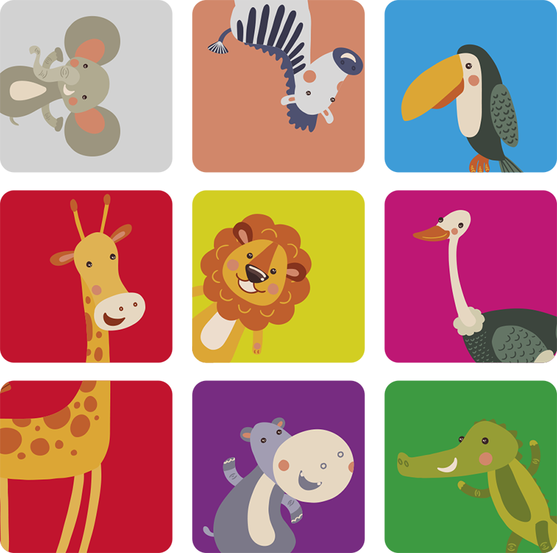 Kids vinyl carpet animal squares - TenStickers