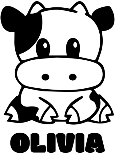 Kids vinyl carpet black and white cow personalized - TenStickers