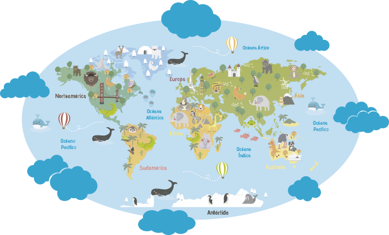 Kids vinyl carpet world map for kids - TenStickers