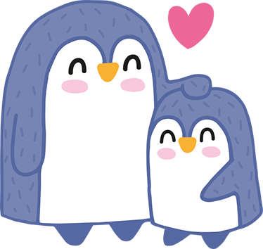 Kids vinyl carpet mum and baby penguin design - TenStickers