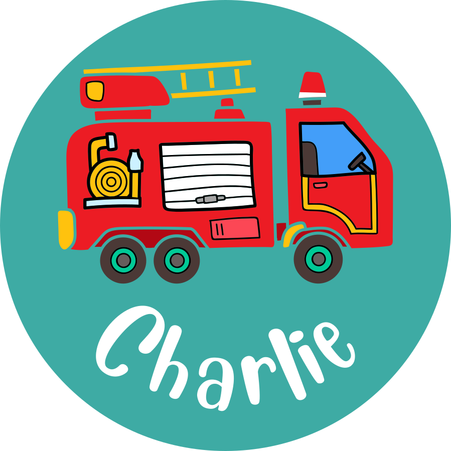 Kids vinyl carpet personalised fire truck - TenStickers