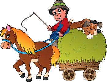 Kids vinyl carpet rocking horse with cart - TenStickers