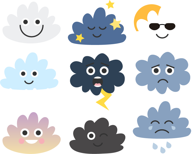 Kids vinyl carpet cloud faces - TenStickers