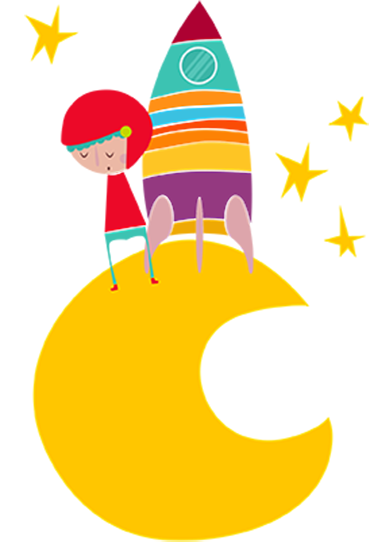 Kids vinyl carpet rocket on the moon - TenStickers