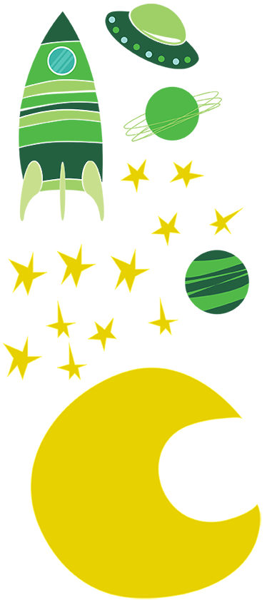 Kids vinyl carpet space-themed green tones - TenStickers