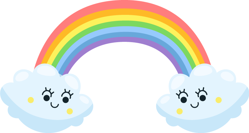 Kids vinyl carpet with cute clouds and rainbows - TenStickers
