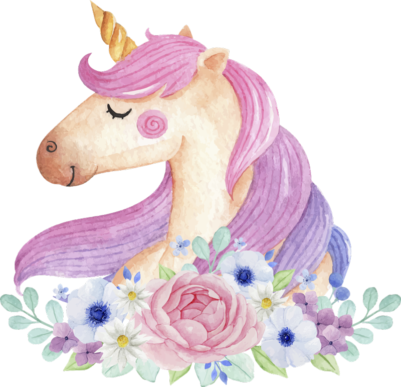 Kids vinyl carpet watercolor unicorn design - TenStickers