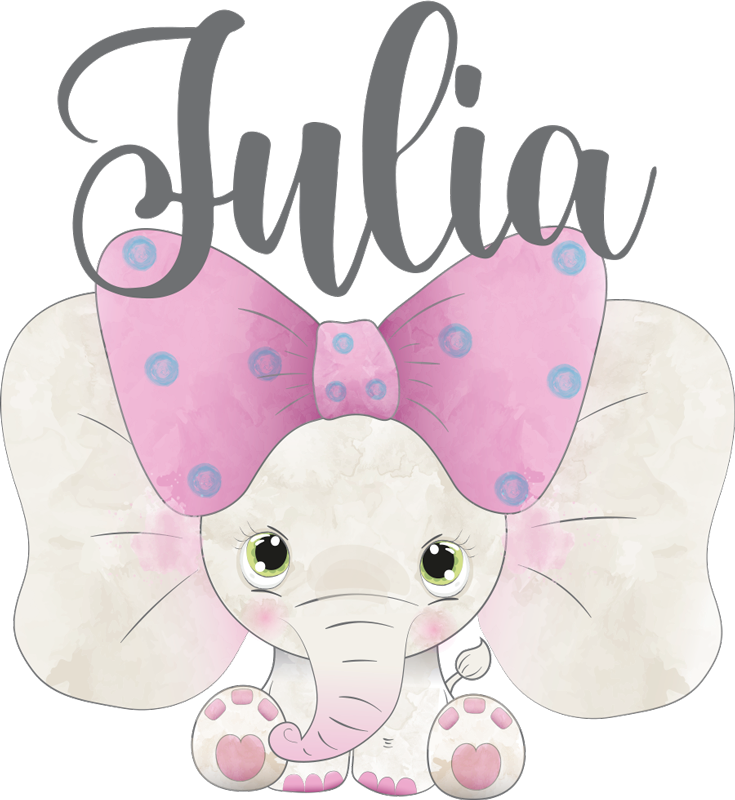 Kids vinyl carpet elephant and baby personalized - TenStickers