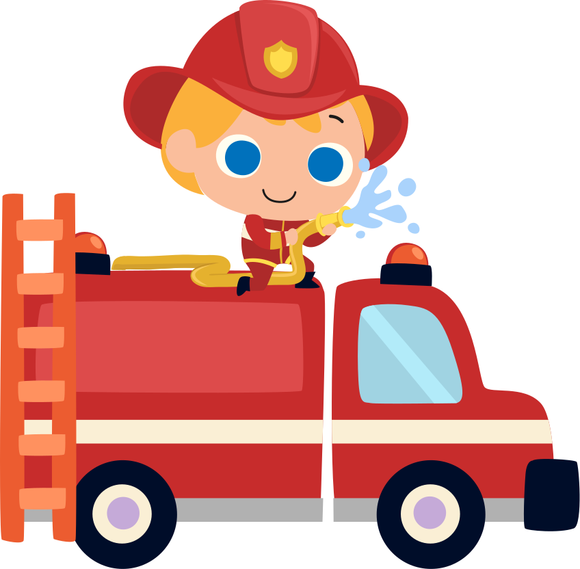 Kids vinyl carpet firefighter red car man - TenStickers