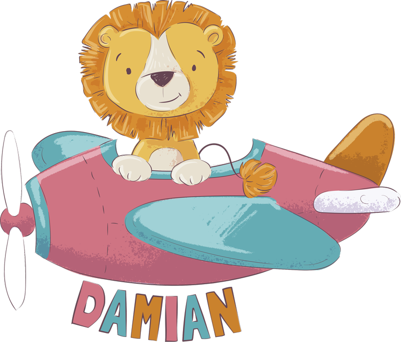 Kids vinyl carpet personalized lion - TenStickers