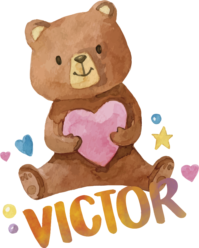 Kids vinyl carpet teddy bear with heart - TenStickers