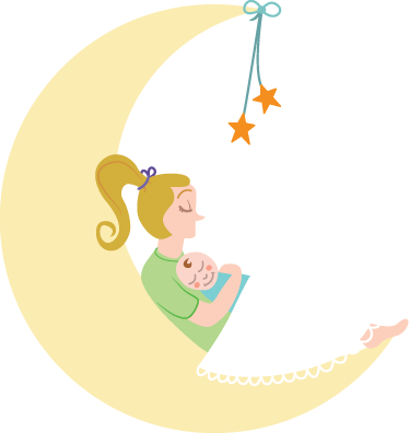 Kids vinyl carpet mum and baby on the moon - TenStickers