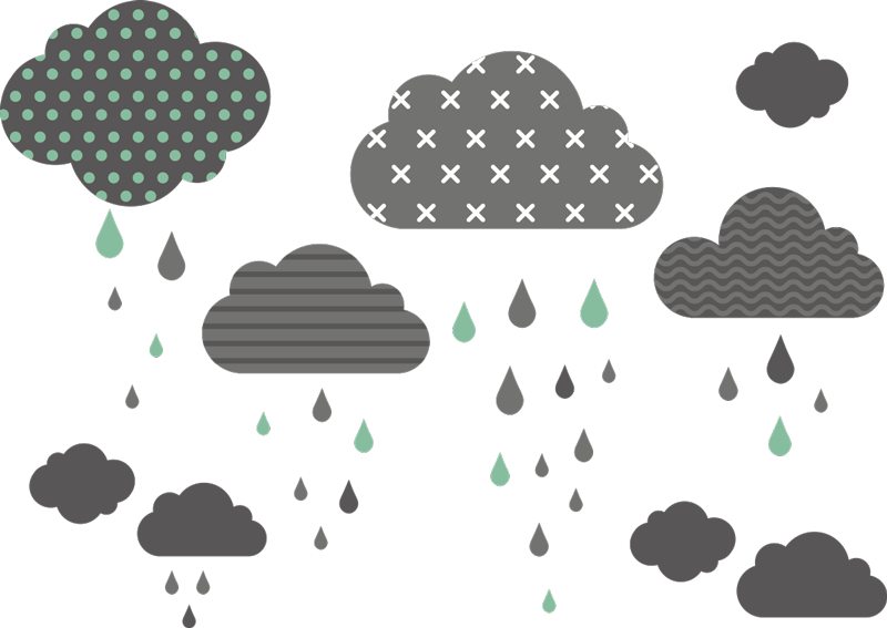 Kids vinyl carpet grey rainy clouds design - TenStickers