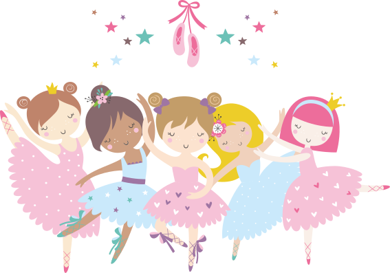 Kids vinyl carpet with colorful ballet stars illustration - TenStickers