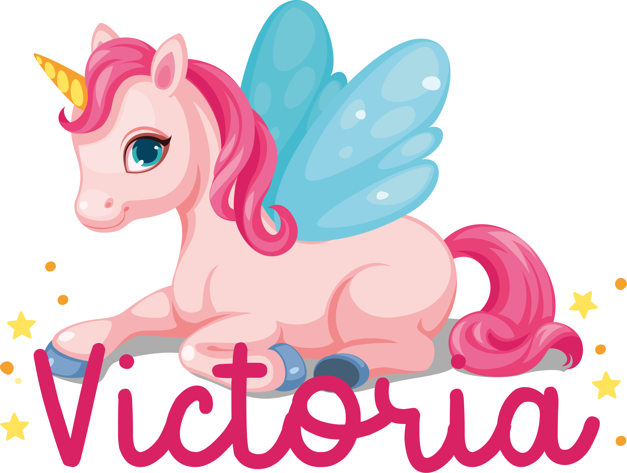 Kids vinyl carpet funny pink happy unicorn - TenStickers